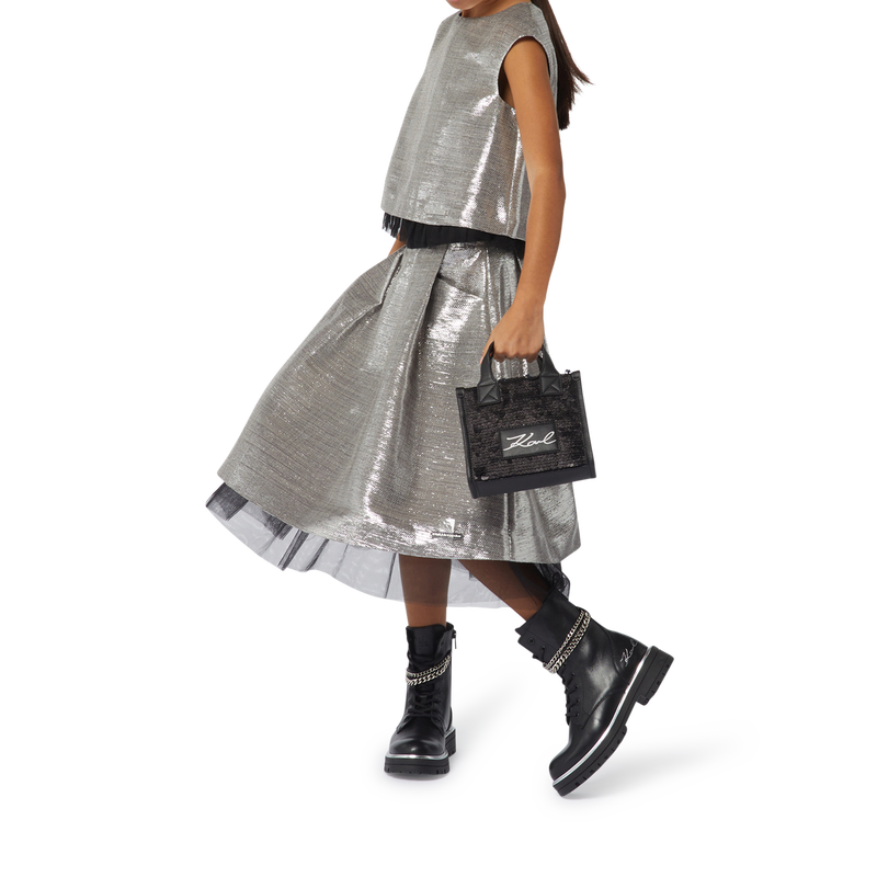 Bottines en cuir de vachette KARL LAGERFELD KIDS 
                        FILLE
