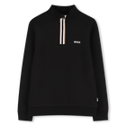 Staand sweatshirt met rits, ZWART, hi-res