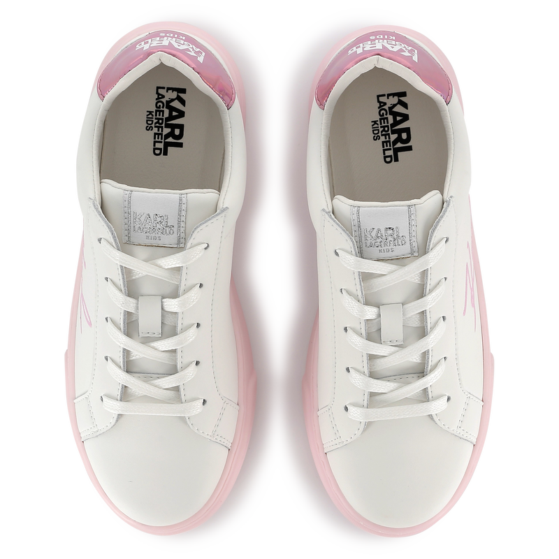 Leren sneakers met veters KARL LAGERFELD KIDS 
                        GIRL