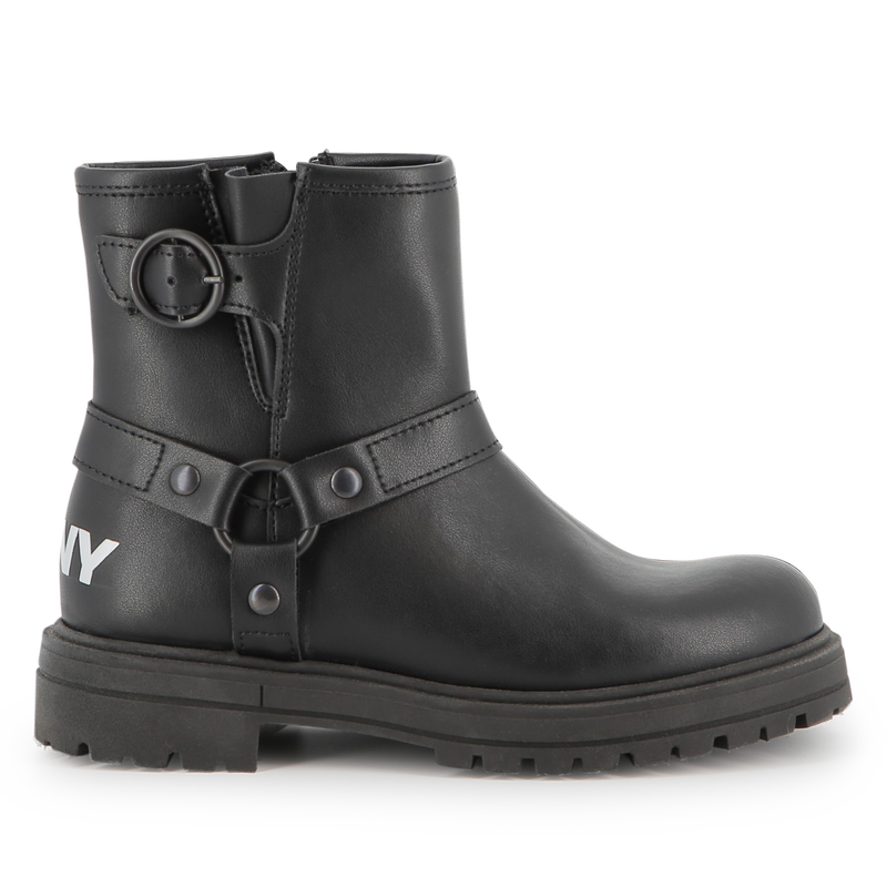 Bottes motard en cuir de vachette DKNY 
                        FILLE