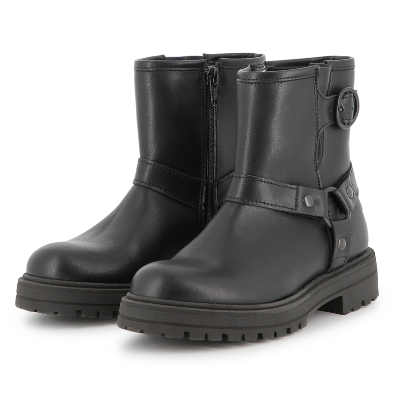 Bottes motard en cuir de vachette DKNY 
                        FILLE