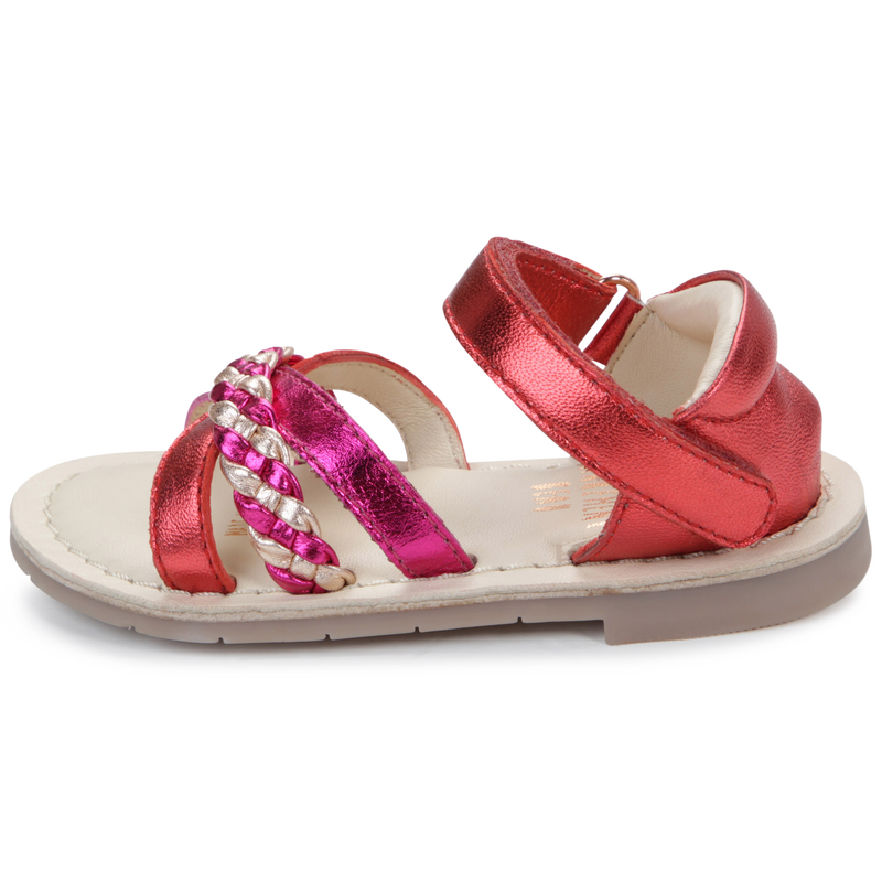 Leren sandalen met klittenband