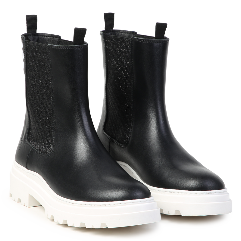 Bottines en cuir de vachette KARL LAGERFELD KIDS 
                        FILLE