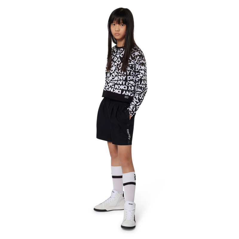 Short en coton &agrave; strass DKNY 
                        FILLE