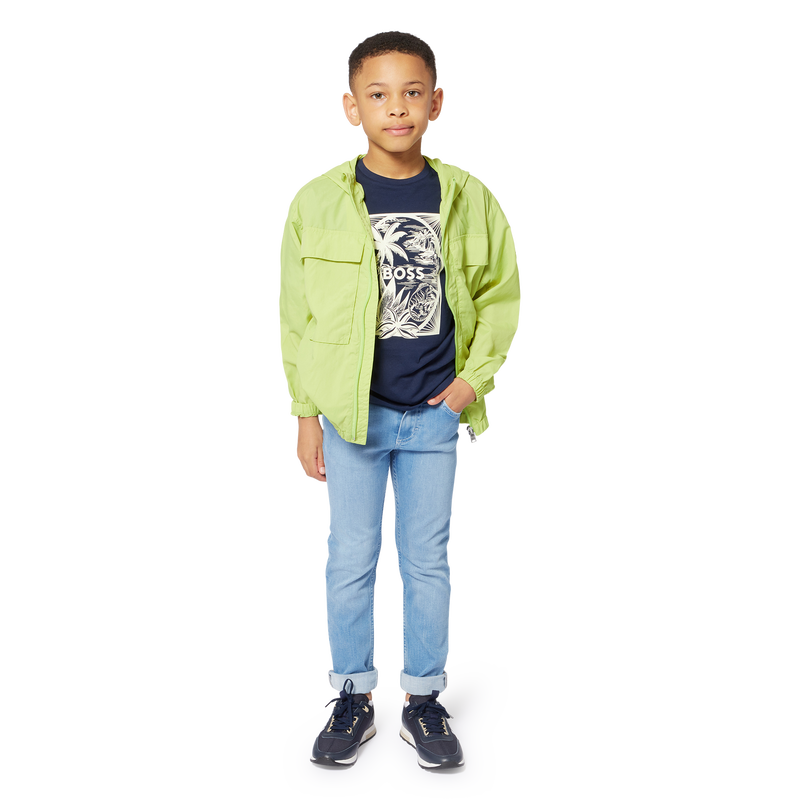 Coupe-vent zipp&eacute; &agrave; capuche