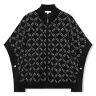 Gebreide cape met rits, ZWART, hi-res