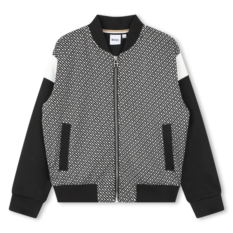 Cardigan zipp&eacute; bicolore BOSS 
                        FILLE