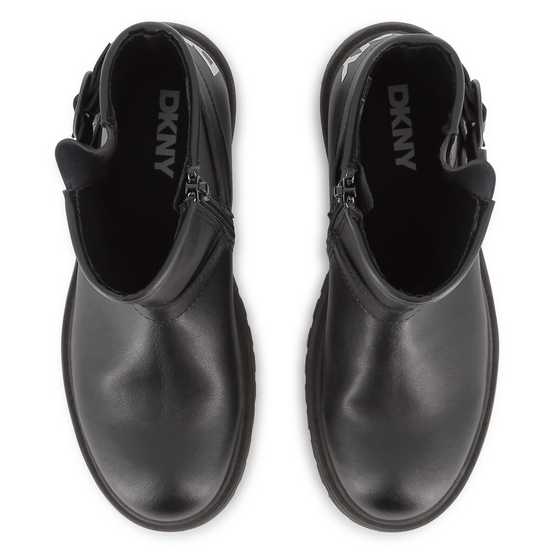 Bottes motard en cuir de vachette DKNY 
                        FILLE