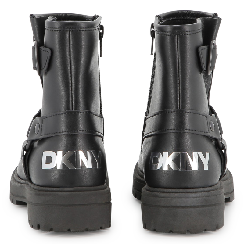 Bottes motard en cuir de vachette DKNY 
                        FILLE